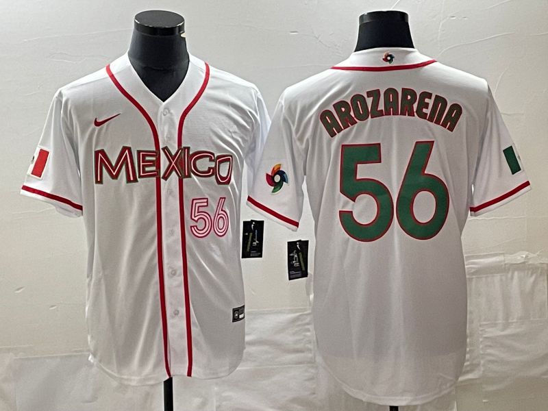 Men 2023 World Cub Mexico #56 Arozarena White green Nike MLB Jersey 9